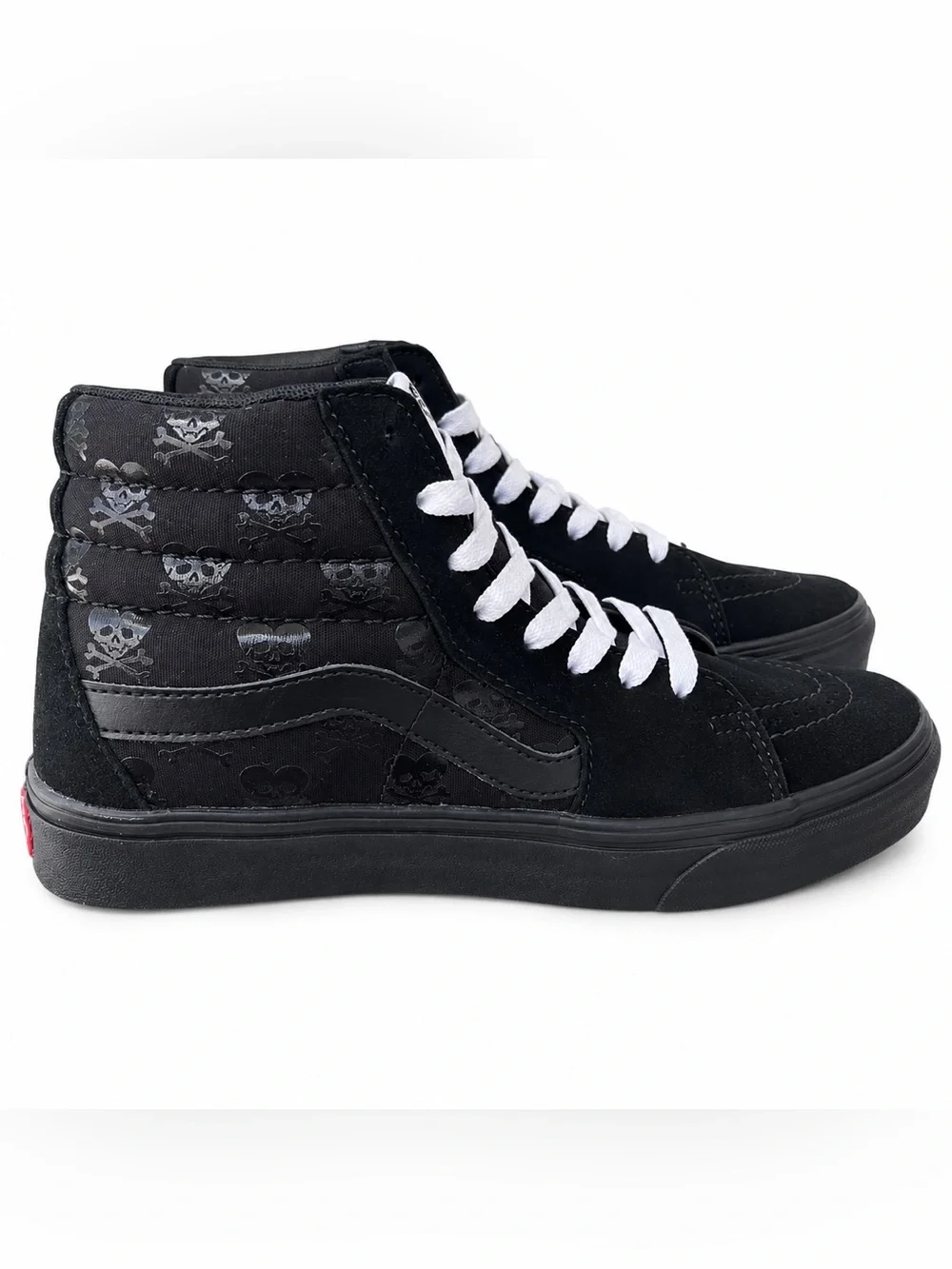 Off The Wall Vans Black High-Top Sneakers with White Laces and Logo Tongue